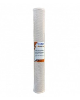 Wellon 20" CTO Carbon Block Water Filters for Chlorine Taste and Odor Reduction 20 Inch Length, 2.5 Inch OD (Pack 10)